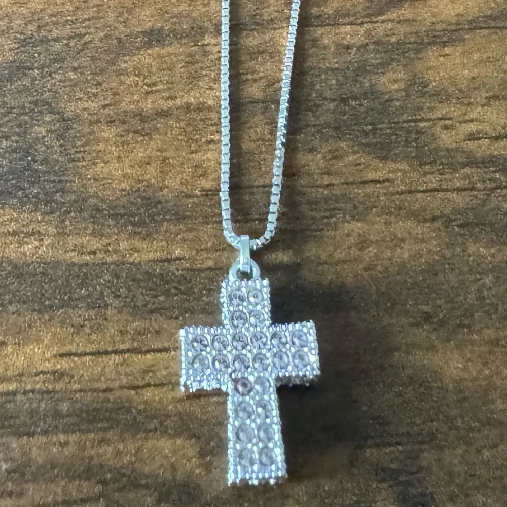 Swarovski Light Pink Amethyst 3D Cross Necklace